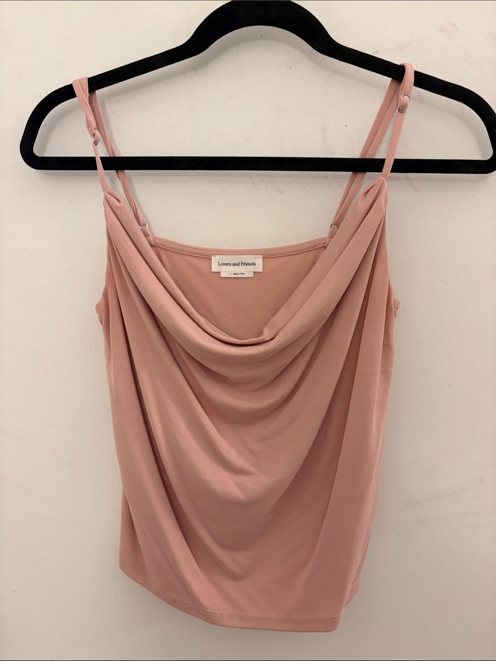 Lovers + Friends Blush Pink Draped Cowl Camisole